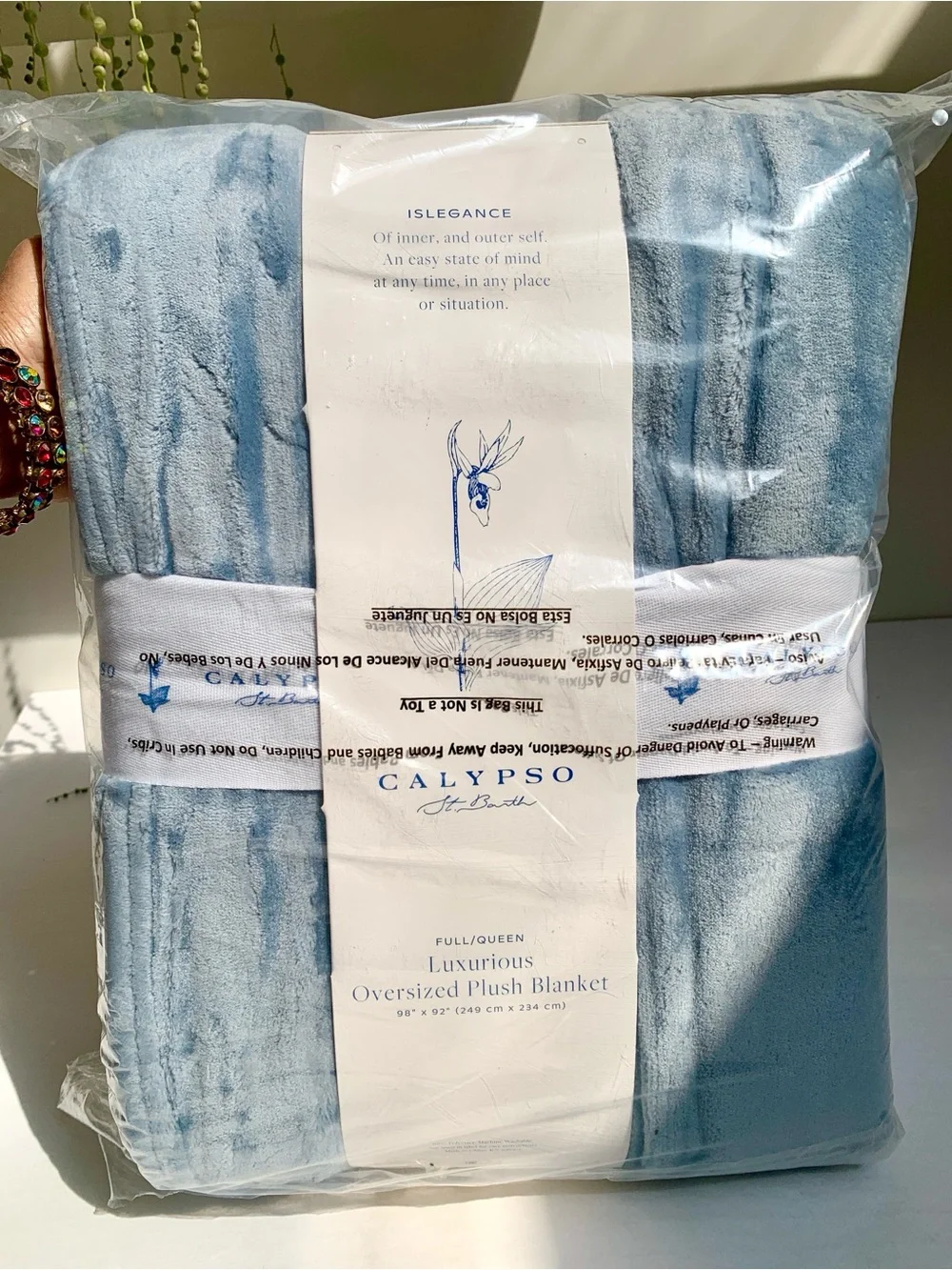 Calypso St. Barth Soft Blue Fleece Full/Queen Blanket Oversized PLUSH NWT